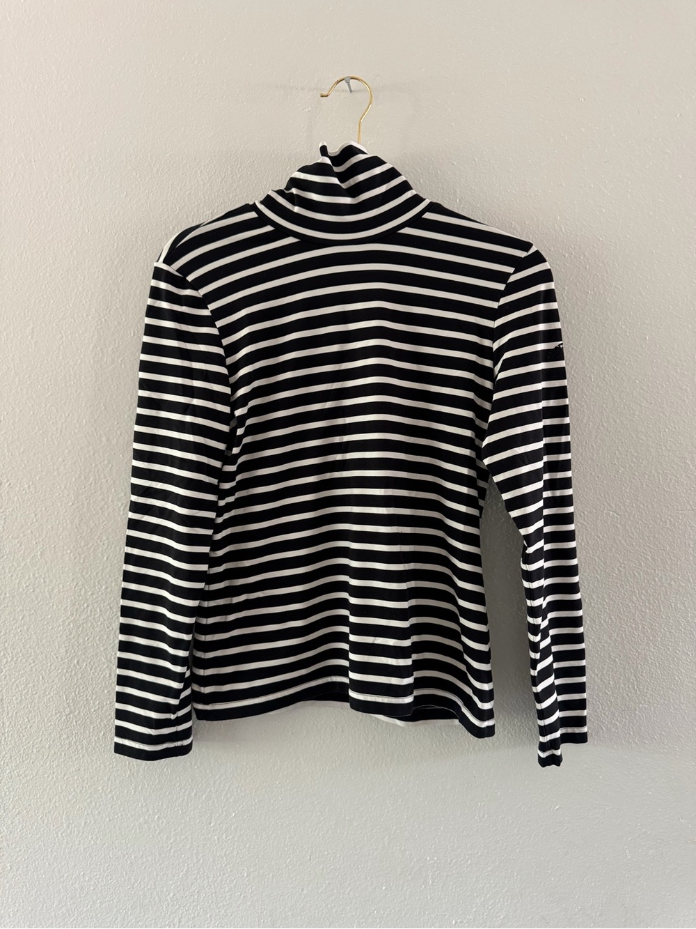 Saint James Black & White Striped Turtleneck Long Sleeve Tee